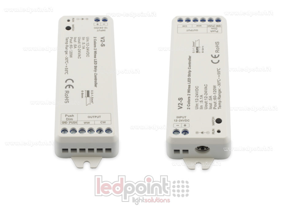 Ricevitore controller per CCT 2 fili 12-24V, 1ch*5A, RF 2.4G Ricevitore controller per CCT 2 fili 12-24V, 1ch*5A, RF 2.4G