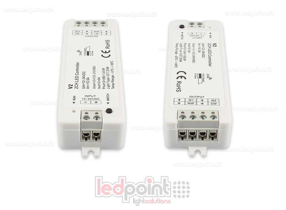 Ricevitore controller CCT 12-24V, 2ch*5A, RF 2.4G Ricevitore controller CCT 12-24V, 2ch*5A, RF 2.4G