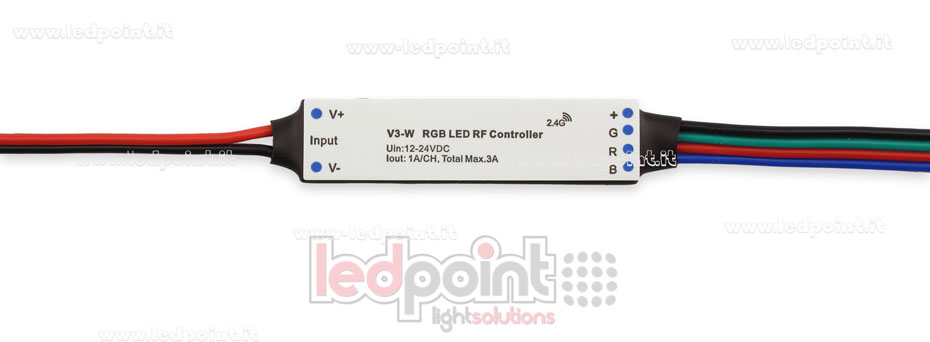Mini Dimmerempfänger, für Profilmontage, RGB, 12/24V, 3ch 1A/CH, RF 2.4G Mini Dimmerempfänger, für Profilmontage, RGB, 12/24V, 3ch 1A/CH, RF 2.4G