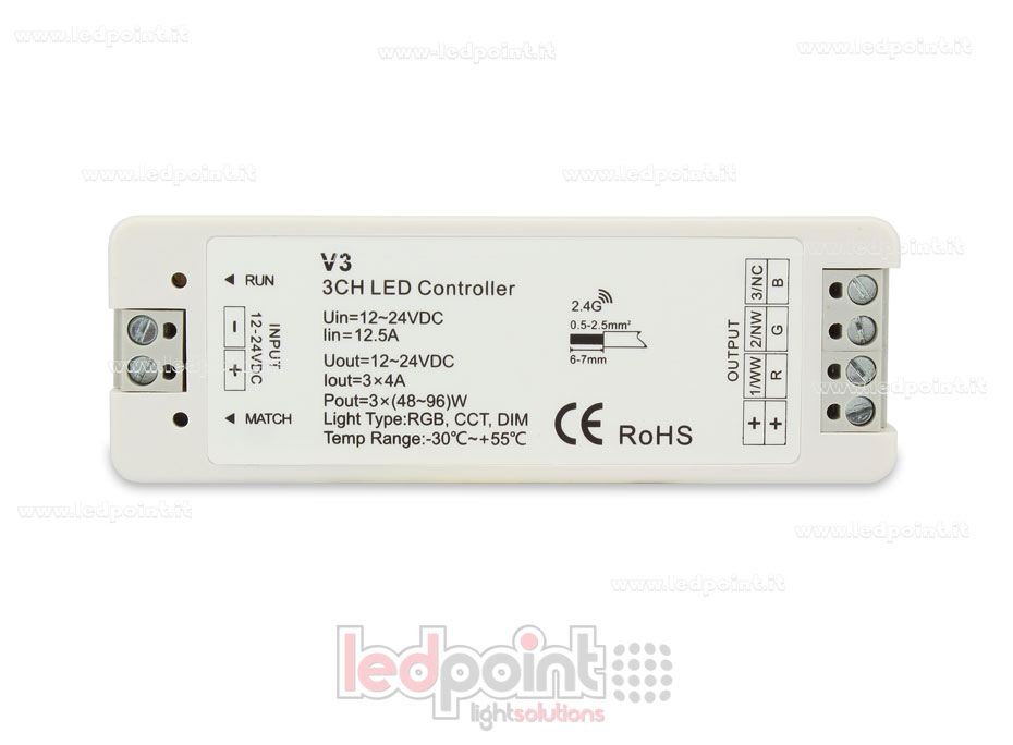 RGB Kontroller 12/24V, 3ch*4A, RF 2.4G RGB Kontroller 12/24V, 3ch*4A, RF 2.4G