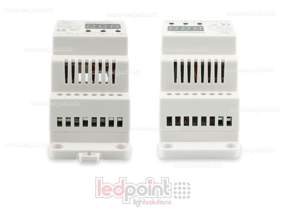 Ricevitore controller RGBW 12/24V, 4ch*5A, RF 2.4G per barra DIN Ricevitore controller RGBW 12/24V, 4ch*5A, RF 2.4G per barra DIN