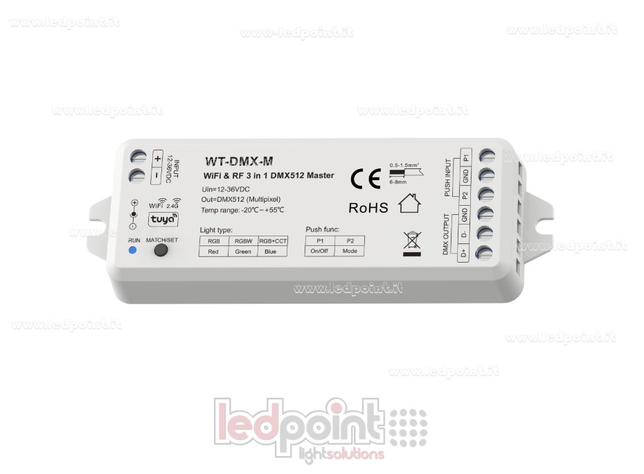 3-in-1 DMX512 12-36V Wi-Fi and RF 2.4Ghz Master 3-in-1 DMX512 12-36V Wi-Fi and RF 2.4Ghz Master