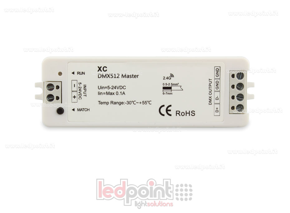 Ricevitore controller master DMX RGBW, RF 2.4G Ricevitore controller master DMX RGBW, RF 2.4G
