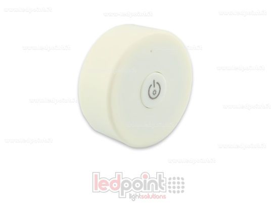 Immagine di Telecomando portatile monocromatico, bianco, RF 2.4G, con magnete sul retro e fori per fissaggio a muro