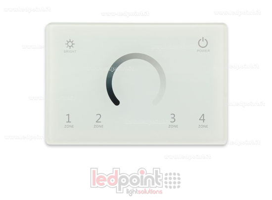 Immagine di Master DMX e telecomando monocromatico RF da parete, bianco, 4 zone, 120x80mm per scatola 503