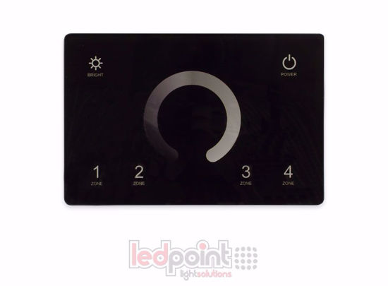 Immagine di Master DMX e telecomando monocromatico RF da parete, nero, 4 zone, 120x80mm per scatola 503