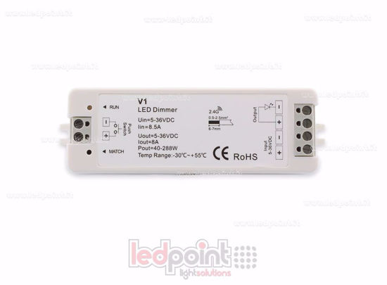 Immagine di Ricevitore dimmer monocromatico con pulsante 5/36V, 1ch*8A, RF 2.4G