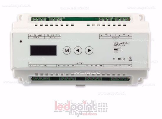 Immagine di Decoder DMX 512 barra DIN, 12 canali da 5A l'uno, tensione 12-36V DC