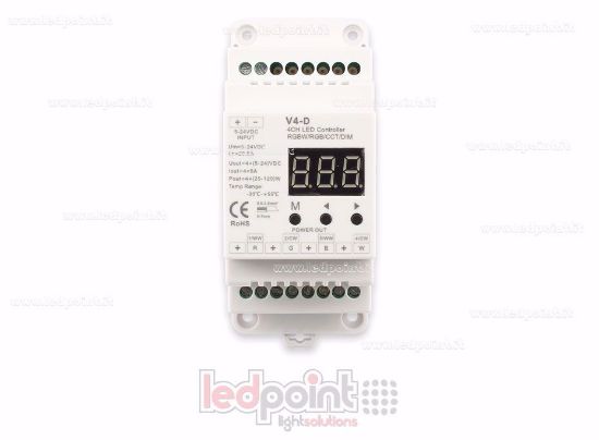 Immagine di Ricevitore controller RGBW 12/24V, 4ch*5A, RF 2.4G per barra DIN