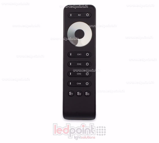 Immagine di Telecomando monocromatico monozona, 4 canali, 3 scene, nero, 13 tasti, RF2.4G