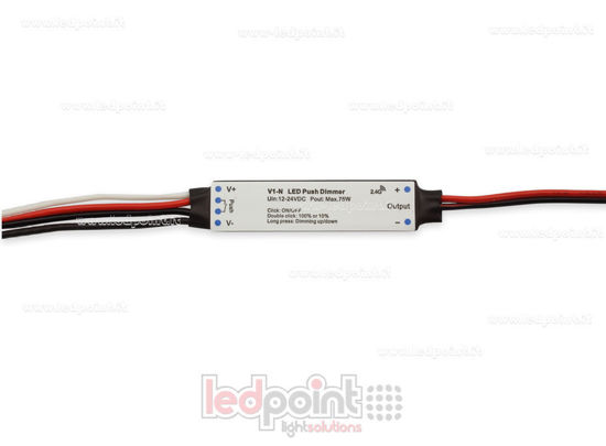Bild von 12/24 V, 1 Kanal 3 A/CH, RF 2,4 G, einfarbiger Mini-Dimmer-Empfänger mit Druckschalter für die Installation in Profilen