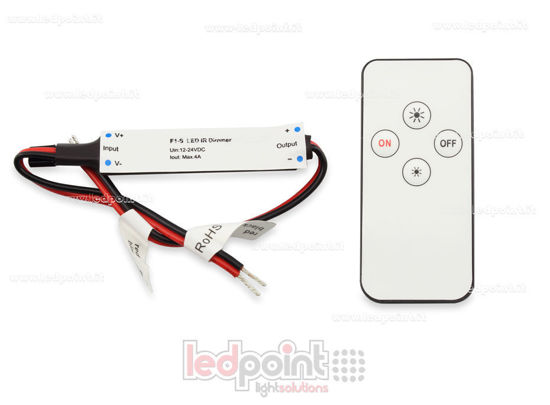 Bild von Mini IR Empfänger für einfarbige Dimmer mit Fernbedienung 12/24V, 1 Kanal 4A/CH