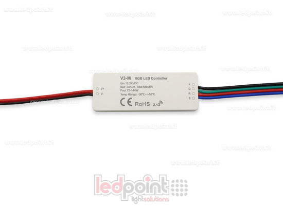 Immagine di Ricevitore controller mini RGB 12/24V, 3ch 2A/CH, RF 2,4 GHz