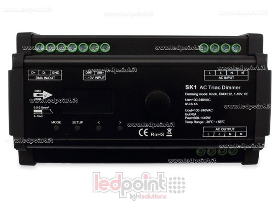 Immagine di Triac AC DMX512 dimmer, 1 canale da 6A, per barra DIN
