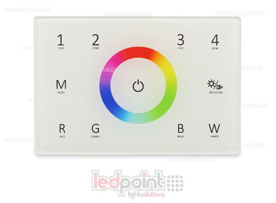 Immagine di Telecomando RGBW master da parete bianco 4 zone RF2.4G + DMX512 120*80mm per scatola 503