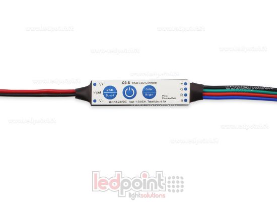 Immagine di Ricevitore dimmer mini RGB 12/24V, 3ch 1.5A/CH 3 tasti no RF