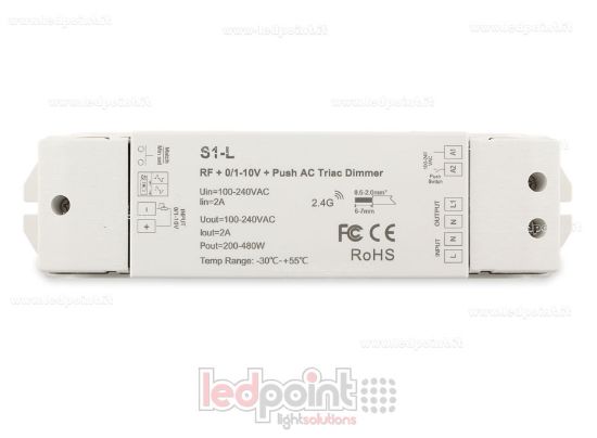 Immagine di Controller monocromatico triac 100/230V, RF 2.4G, 0/1-10V, Push AC