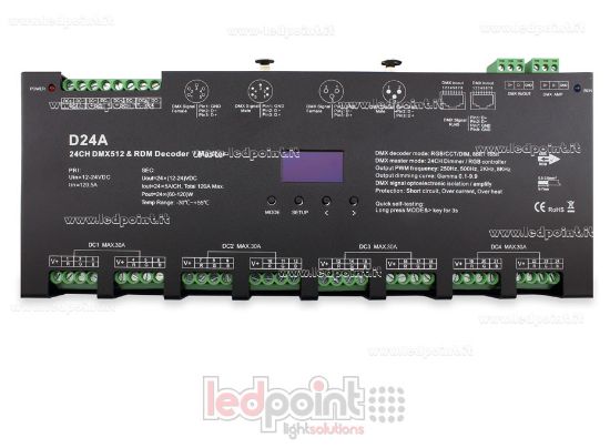 Bild von DMX 512 Decoder mit Oled-Display, 24 Kanäle à 5A, 12-24V DC Spannung