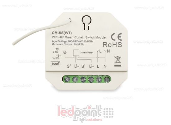 Immagine di Interrutore per tende Smart 1CH*2A, 100-240VAC  WiFi+RF 2,4GHz per barra DIN