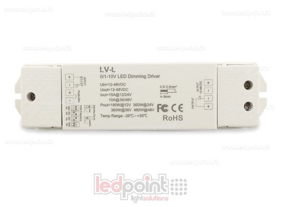 Immagine di Dimmer 0/1-10V, tensione costante 12/48V, 1ch*15A, push dim