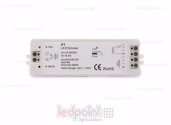 Immagine di Ricevitore dimmer monocromatico con pulsante 5/36V, 1ch*8A, 500PWM, RF 2.4G