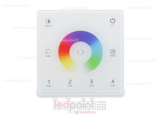Picture of White slim wall remote control, RGB+CCT battery-powered, 4 zones RF2.4G