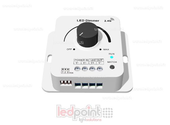 Immagine di Dimmer monocromatico 12/48V, 1ch*8A con rotella e frequenza PWM selezionabile