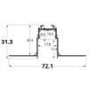 Picture of White painted 72x31mm aluminum profile for drywall without piercing, 2 meters