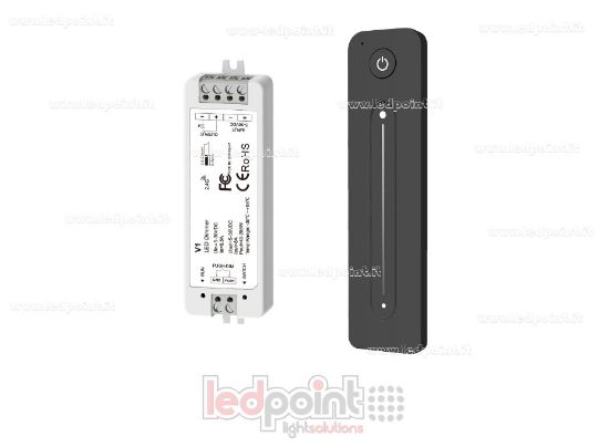 Immagine di Kit telecomado + controller monocromatico con pulsante 5/36V, 1ch*8A, RF 2.4G