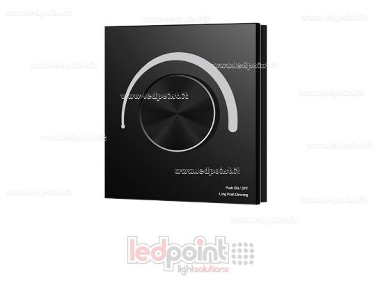 Immagine di Telecomando nero da parete Triac dimmer 86x86mm a rotella, 1ch*1.2A