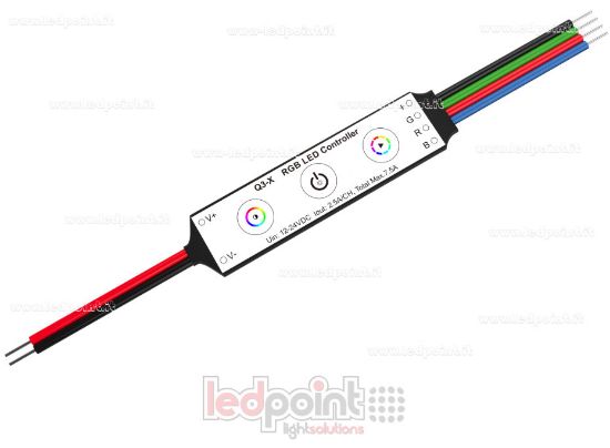 Immagine di Ricevitore dimmer mini RGB 12/24V, 3ch 2.5A  3 tasti no RF