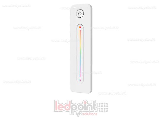 Immagine di Telecomando ultrasottile RGB+CCT con cursore touch, monozona, bianco con magnete sul retro, RF2.4GHz