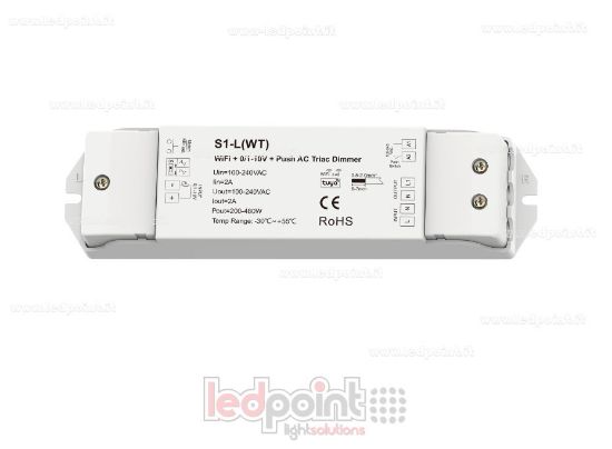 Immagine di Dimmer AC a taglio di fase 100-240Vac 1ch*2A , WiFi(Tuya) +0/1-10V + Pulsante