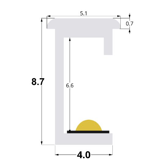 Immagine di Barra led opaca da 3 metri – profilo PR-RE16-00 con strip COB 7w/m 384led/m 24V – 1 metro di cavo di alimentazione da un lato