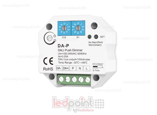 Bild von 1-Kanal DALI-2-Push-Dimmer-Empfänger, 100-240VAC, für Wand-Unterputzdose