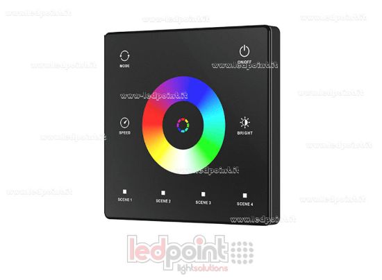 Bild von SPI RF RGB-, RGBW-Wandfernbedienung, batteriebetrieben, schwarz, 3 VDC, RF 2,4 GHz