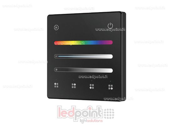 Immagine di Telecomando da parete RGB/RGBW a batteria, nero, 4 zone RF2.4G