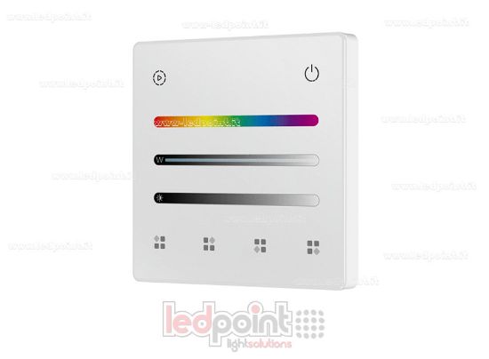 Picture of Battery-powered RGB/RGBW wall-mounted remote control, white, 4 zones, 2.4 GHz RF