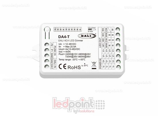 Bild von DALI-2-Dimmer, 4 Kanäle, 5A, 12-48V DC, Konstantspannung