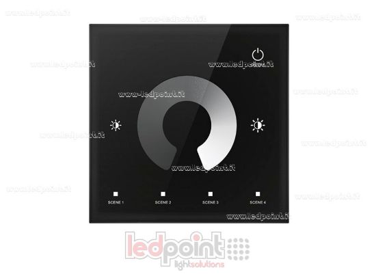 Immagine di Controller e telecomando da parete nero monocromatico touch 4CH*3A 12-24VDC RF2.4G